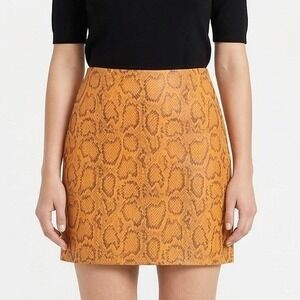 La'Ven Women's Size Small Yellow Snakeskin Animal Print Modern Indie Mini Skirt
